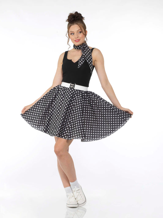 Black Polka Dot Skirt and Necktie