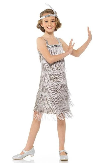 Karnival Silver Flapper Girls Costume