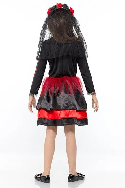 Karnival Red Skeleton Girl Costume