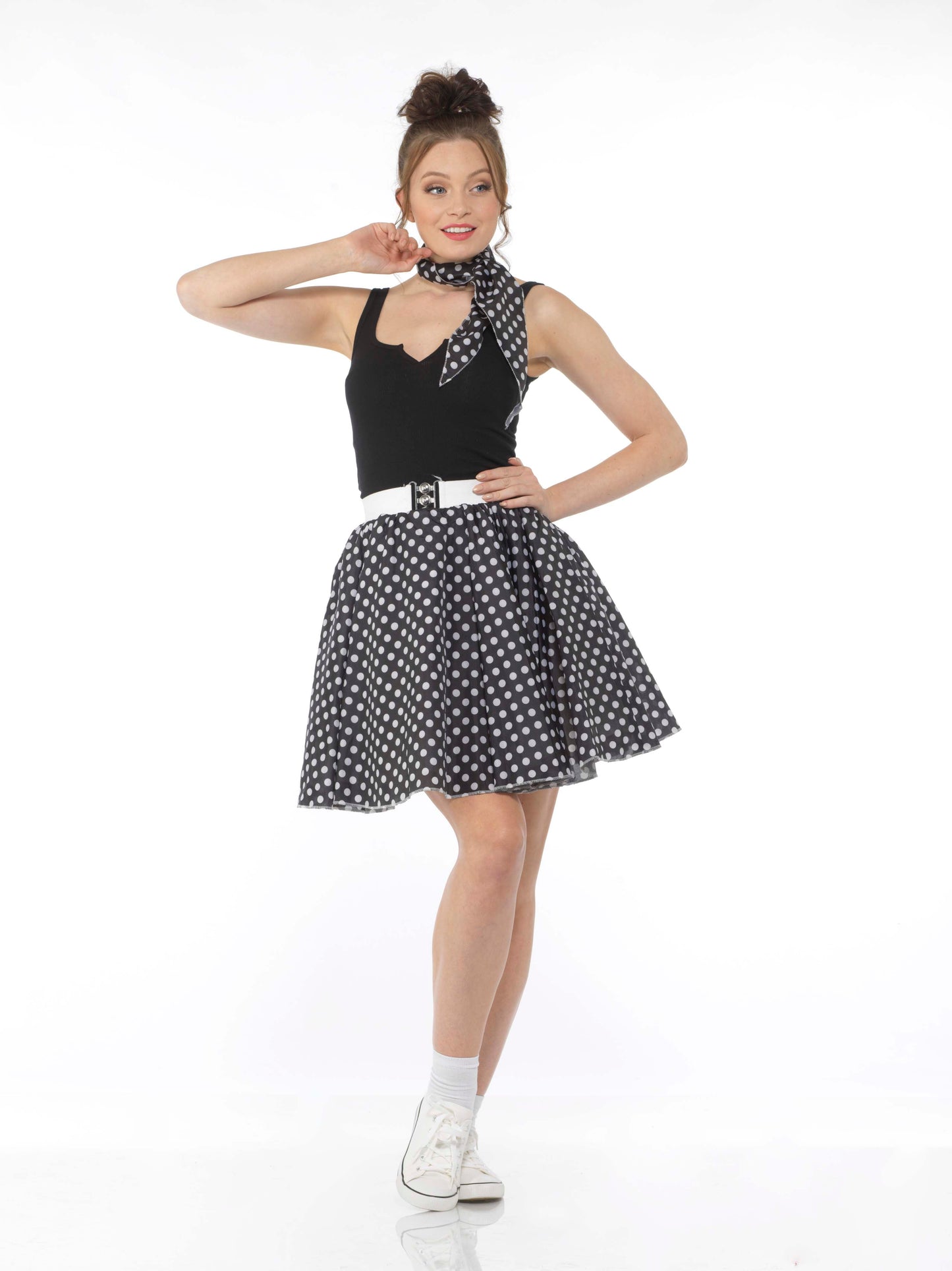 Karnival Black Polka Dot Skirt and Necktie