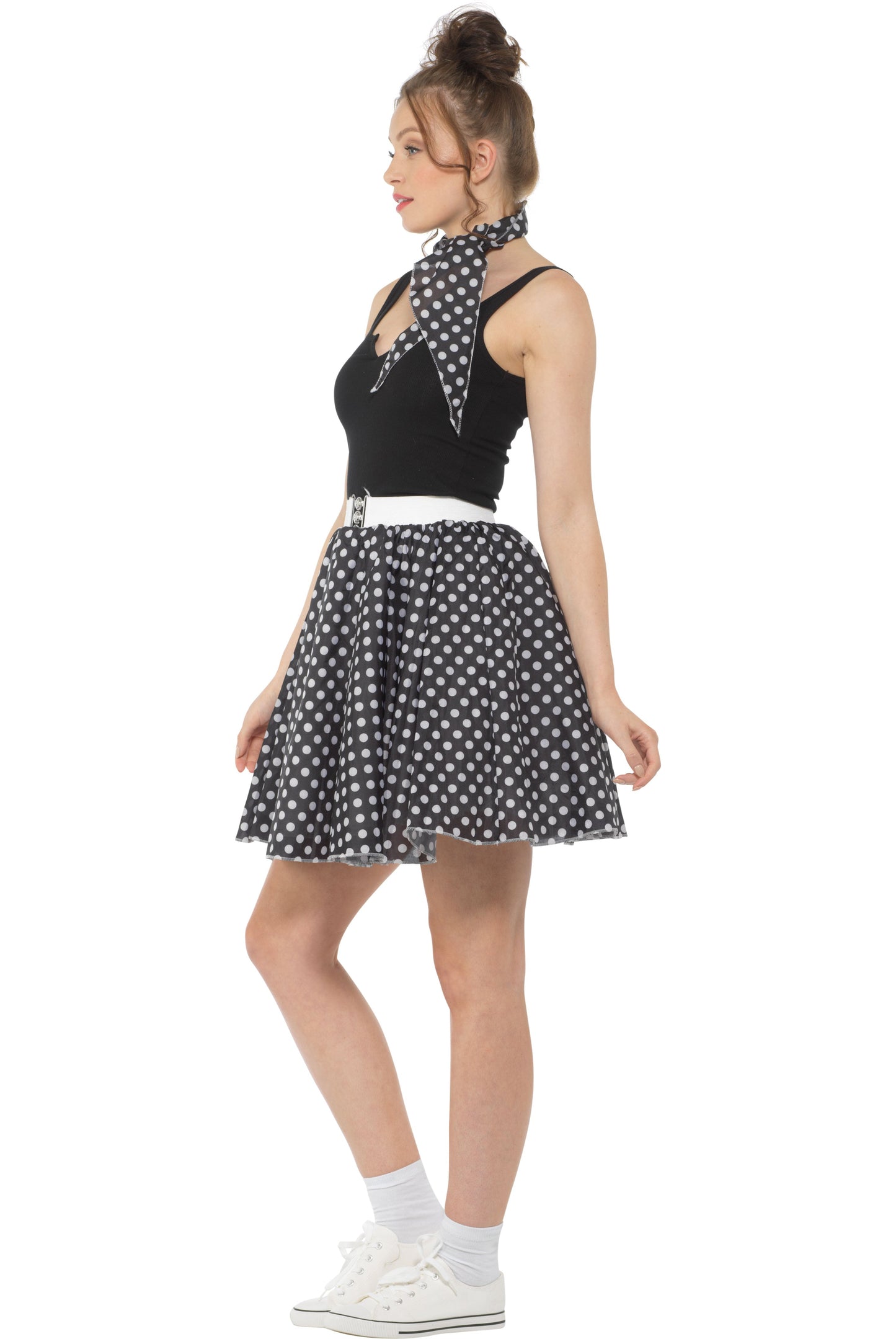 Karnival Black Polka Dot Skirt and Necktie