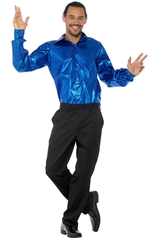 Blue Sequinned Disco Shirt