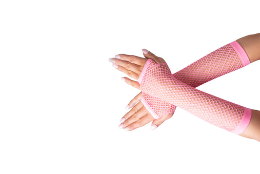 Long Fishnet Gloves - Neon Pink