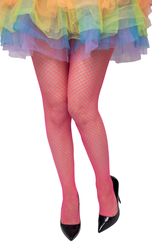 Karnival Long Fishnet Stockings - Neon Pink