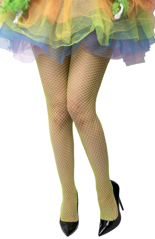 Long Fishnet Stockings - Neon Green