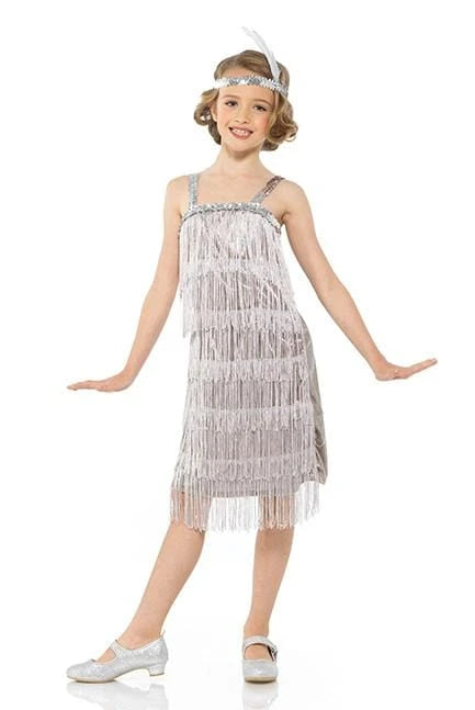 Karnival Silver Flapper Girls Costume