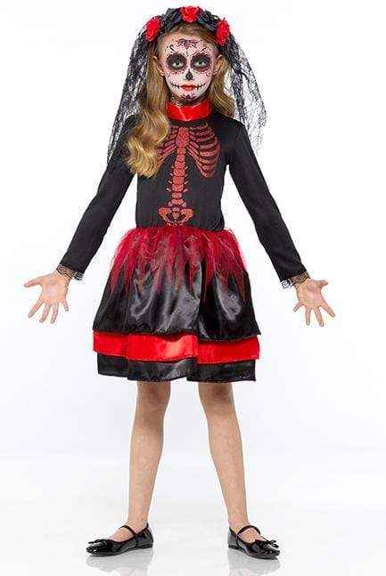 Red Skeleton Girl Costume - Party Australia